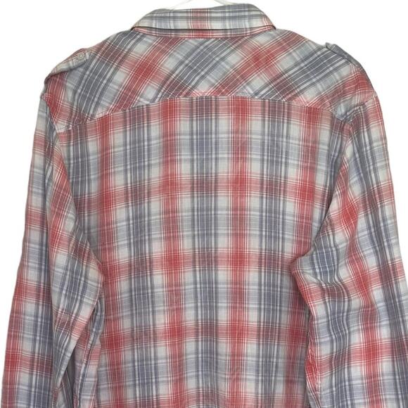 Calvin Klein Button Up Shirt Plaid Lightweight Collared Mens Sz Large Red Blue - Picture 4 of 9